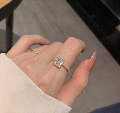 Anillo Diamante Cuadrado (Ajustable) - Prestige Joyería