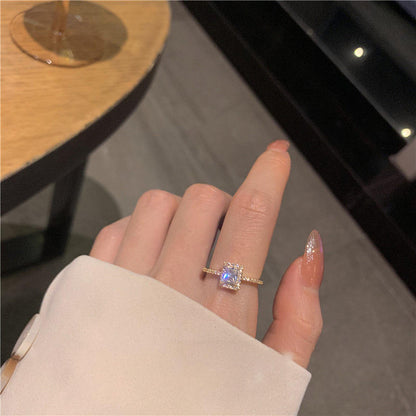 Anillo Diamante Cuadrado (Ajustable) - Prestige Joyería