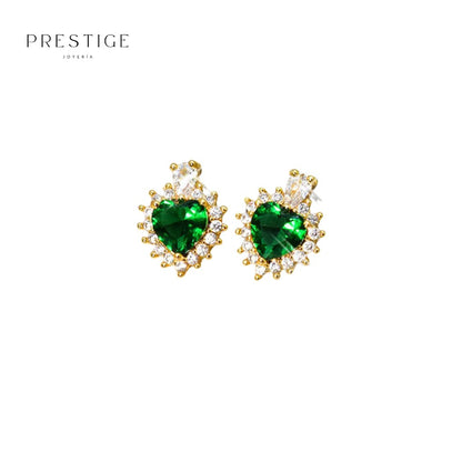 Aretes Corazón Esmeralda - Prestige Joyería