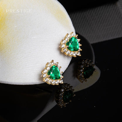 Aretes Corazón Esmeralda - Prestige Joyería