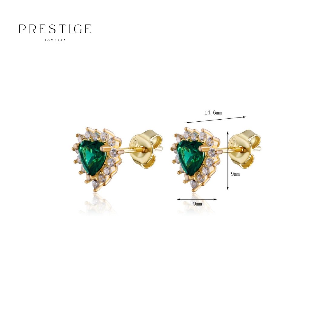 Aretes Corazón Esmeralda - Prestige Joyería