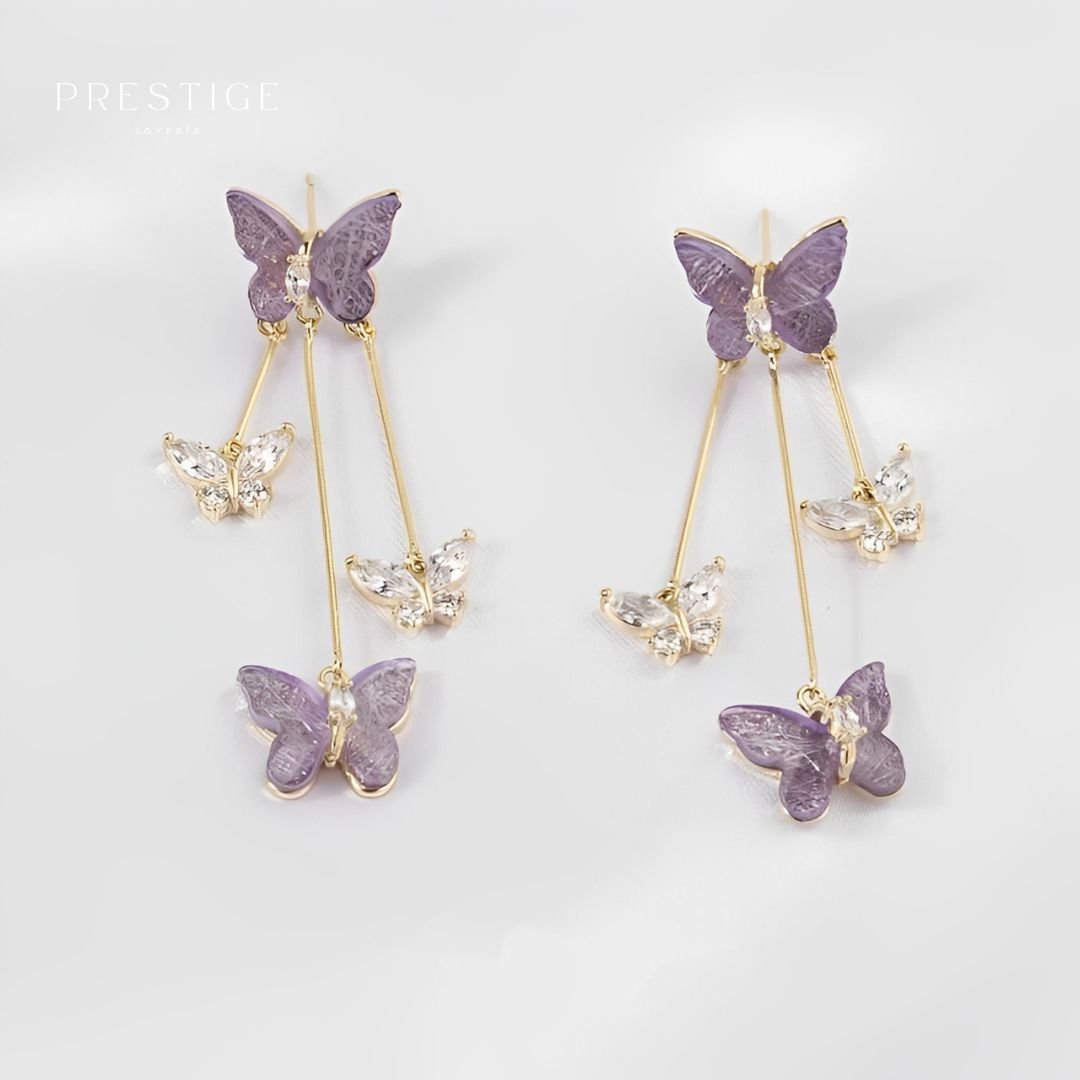 Aretes Mariposas de Cristal - Prestige Joyería