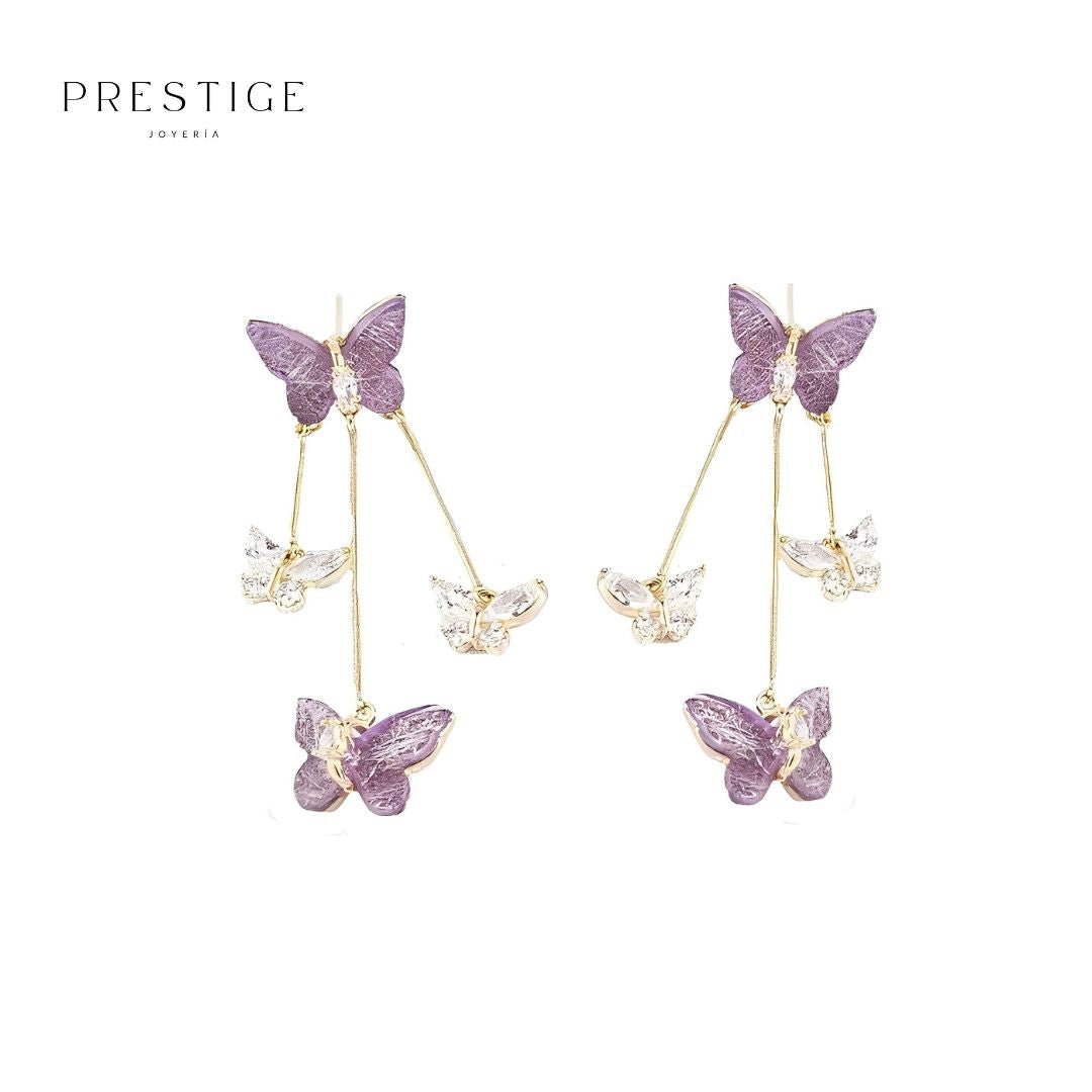 Aretes Mariposas de Cristal - Prestige Joyería