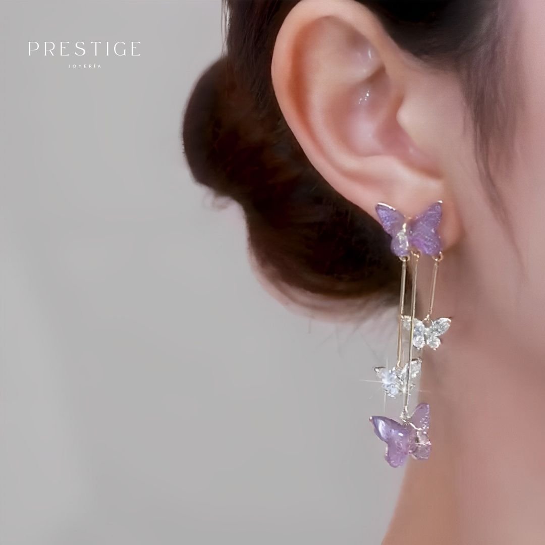 Aretes Mariposas de Cristal - Prestige Joyería