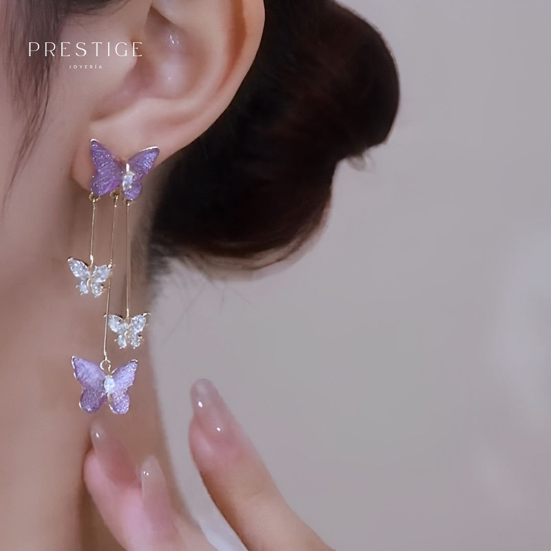 Aretes Mariposas de Cristal - Prestige Joyería