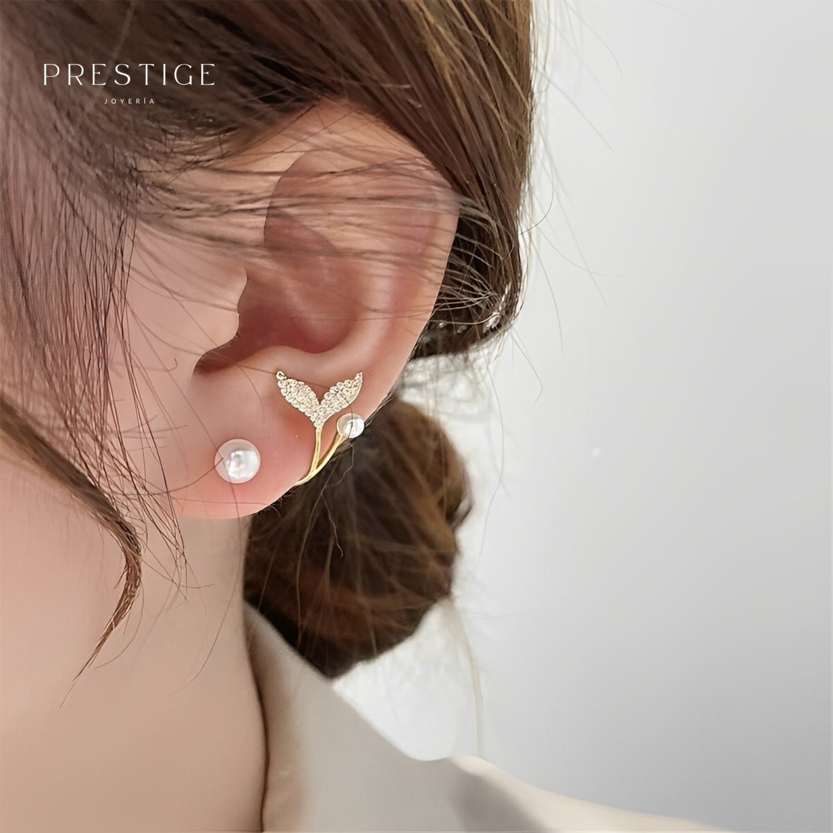 Aretes Perlas Doradas - Prestige Joyería