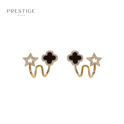 Aretes Trébol Negro - Prestige Joyería