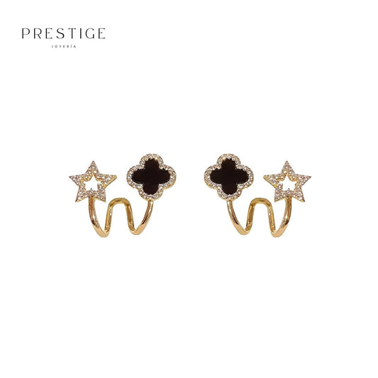Aretes Trébol Negro - Prestige Joyería