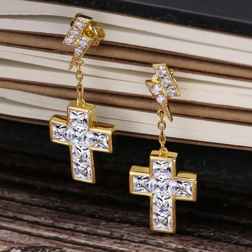 Aretes Trueno Cruz - Prestige Joyería