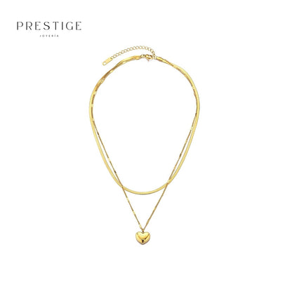 Cadena Doble con Corazón Love You - Prestige Joyería