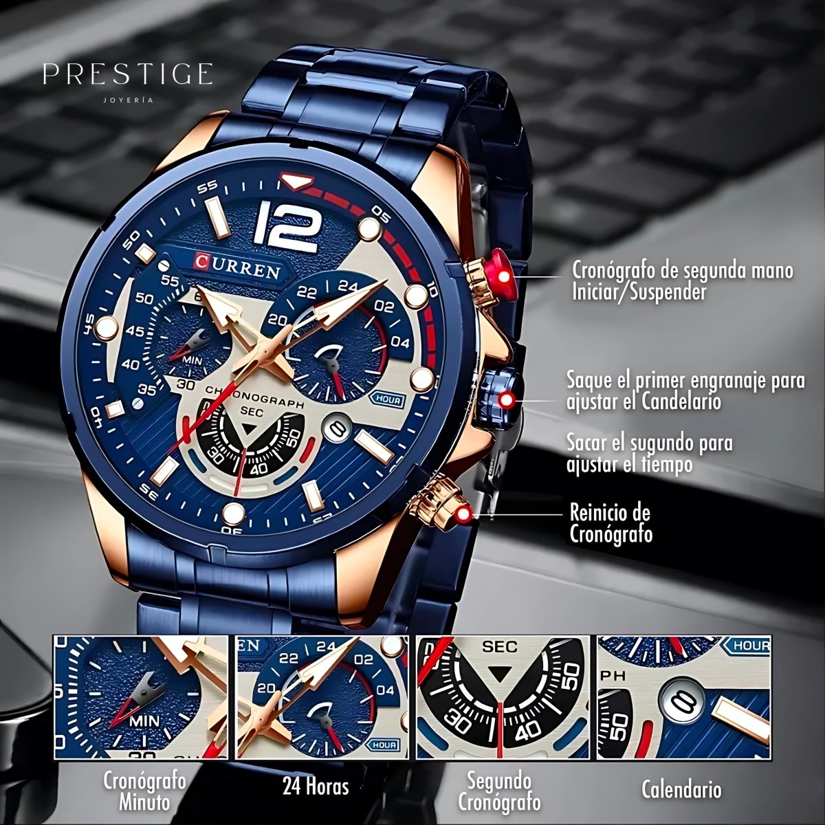 Reloj Curren 8395 Chrono Navy - Prestige Joyería